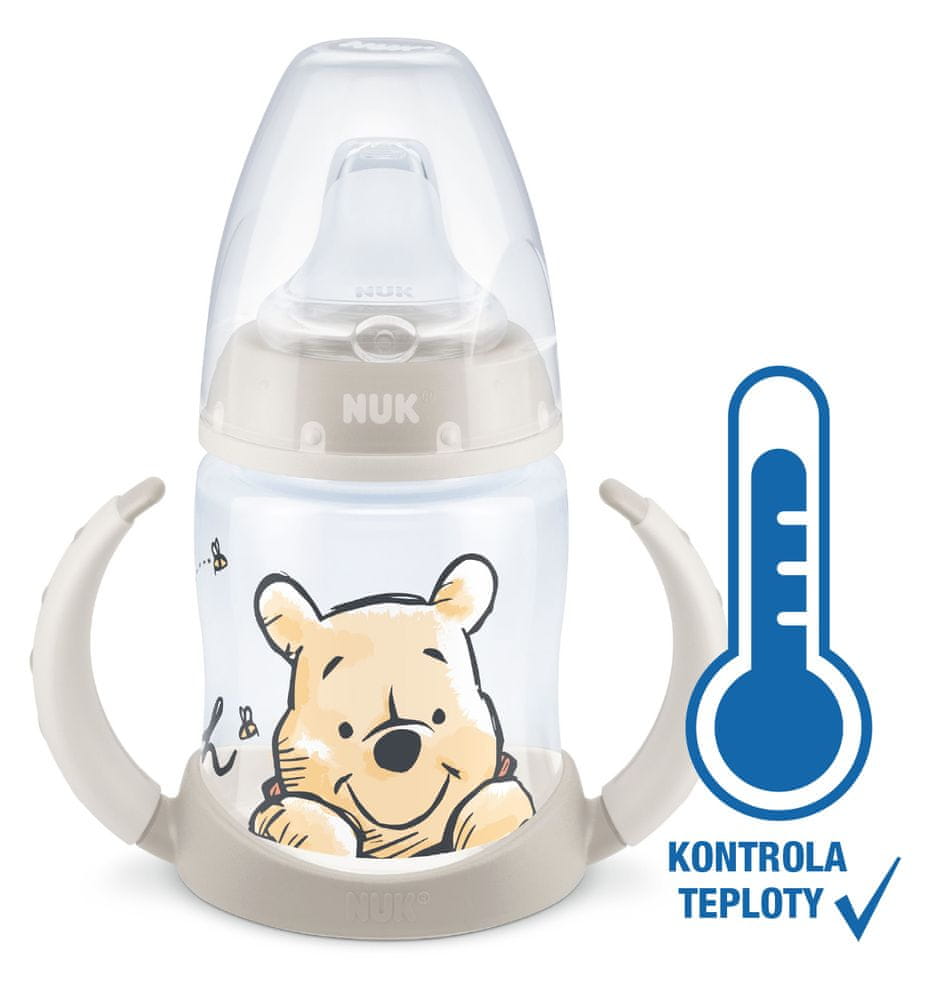 Nuk fľaštička na učenie DISNEY-Medvedík Pú s kontrolou teploty 150 ml béžová
